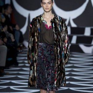 DVF Mink Fur Striped Coat Small